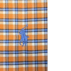 Ralph Lauren Orange & Blue Plaid Polo Shirt with Blue Pony Logo